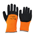 7 Gauge Hi viz Yellow Brushed Terry loops Acrylic liner Black Foam Latex Palm Coating Gloves For Winter